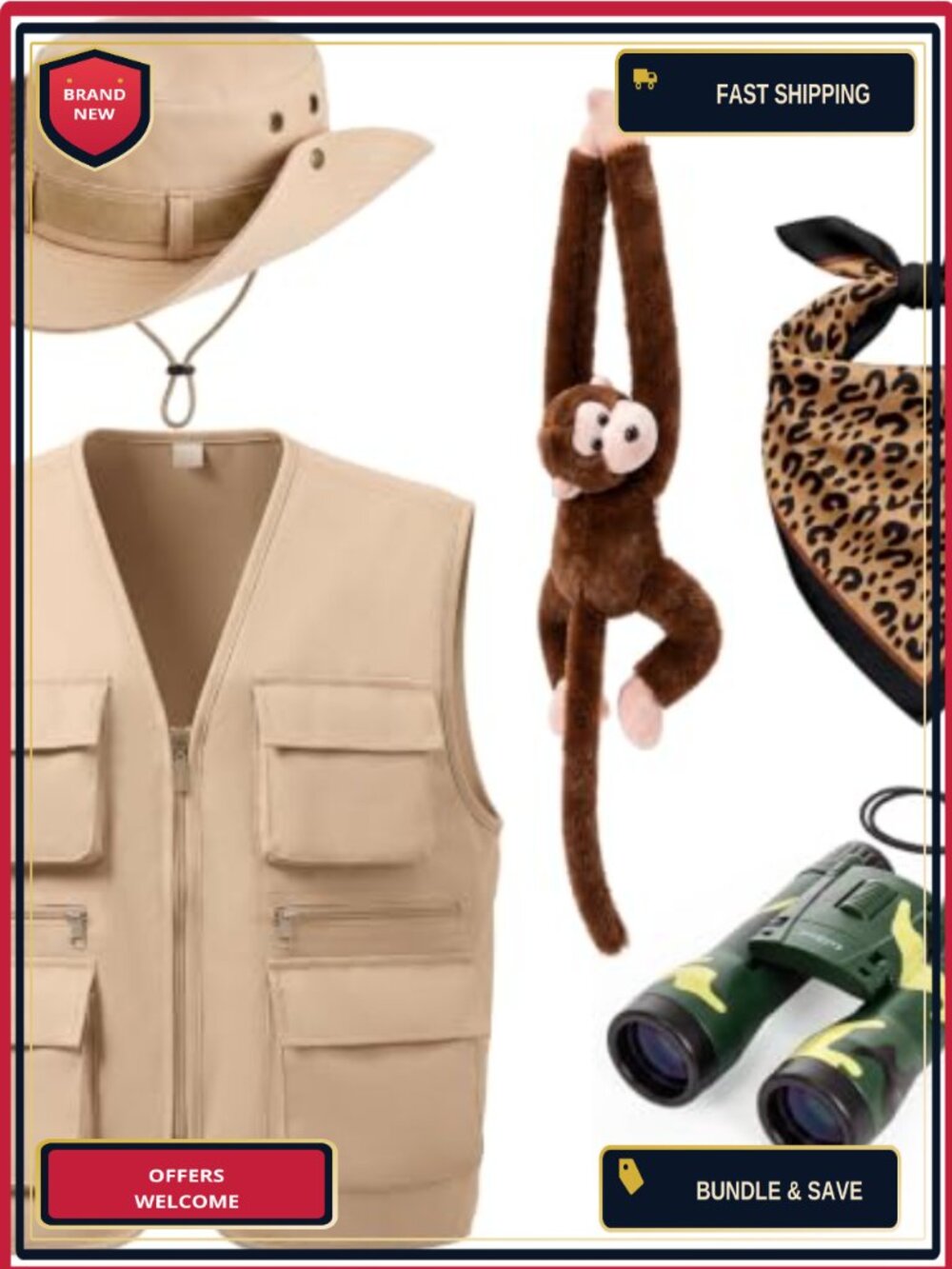 5 Pc Safari Costume Set Women Halloween Explorer Cosplay Accessories